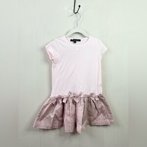 Lili Gaufrette girls pink dress short sleeve bows size 4
